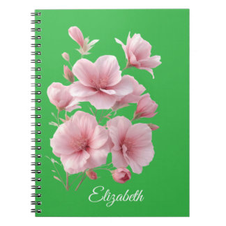 Soft Elegant Pink Floral Personalised Notebook