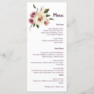 Soft Elegant Roses Burgundy Cream Frame Menu