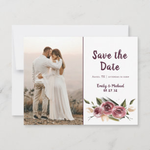 Soft Elegant Roses Burgundy Cream Frame Save The Date