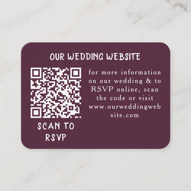 Soft Elegant Roses Burgundy Cream Frame Website QR Enclosure Card (Front)