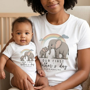 Soft Elephant Baby Mum Love First Mothers Day Art Bodysuit