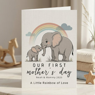 Soft Elephant Mom Baby First Mothers Day Love Card