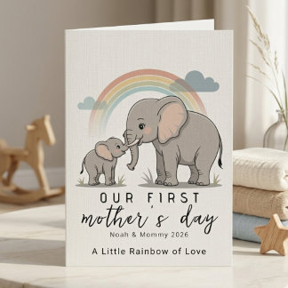 Soft Elephant Mom Baby First Mothers Day Love Card