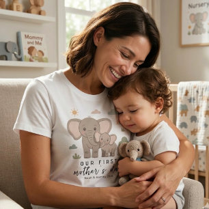Soft Elephant Mum Baby First Mothers Day Art T-Shirt