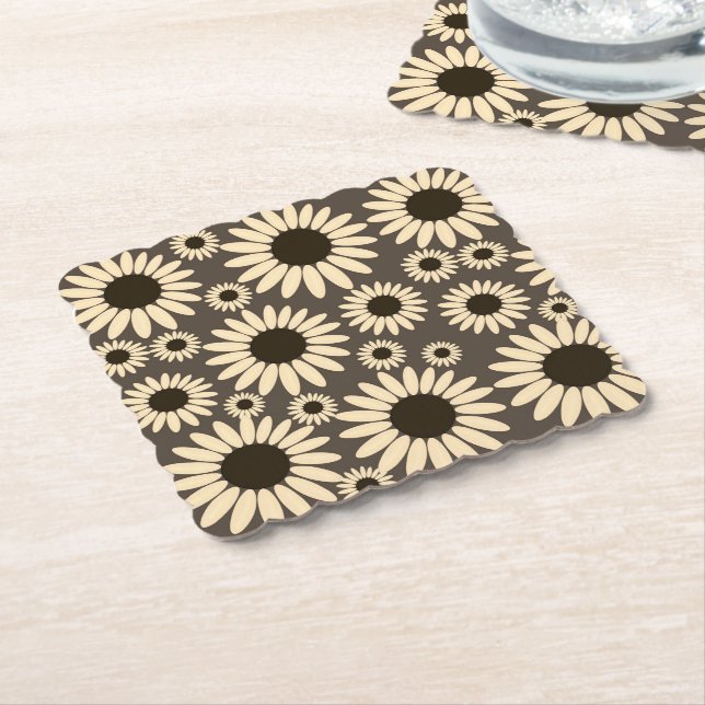  Soft Empress Florals Brown Empress Paper Coaster (Angled)