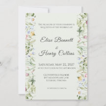 Soft English Garden Floral Wedding Invitation
