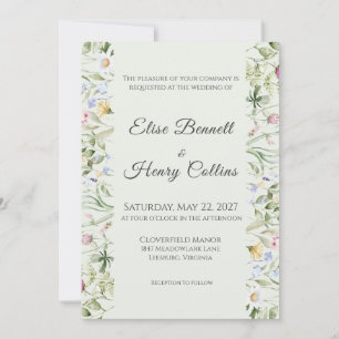 Soft English Garden Floral Wedding Invitation