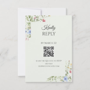 Soft English Garden QR Code RSVP Card