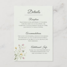 Soft English Garden Wedding Details Card