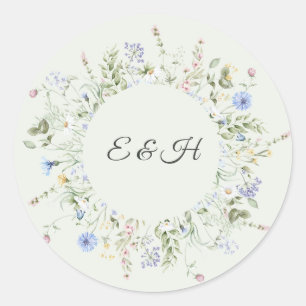 Soft English Garden Wedding Monogram Sticker