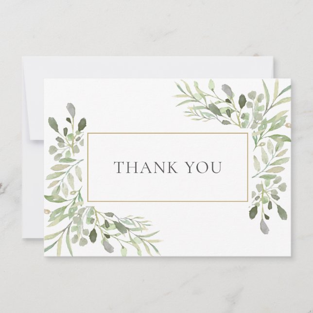 Soft Eucalyptus Greenery Wedding Thank You Card (Front)