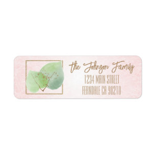 Soft Eucalyptus Pastel Pink Address Return Label