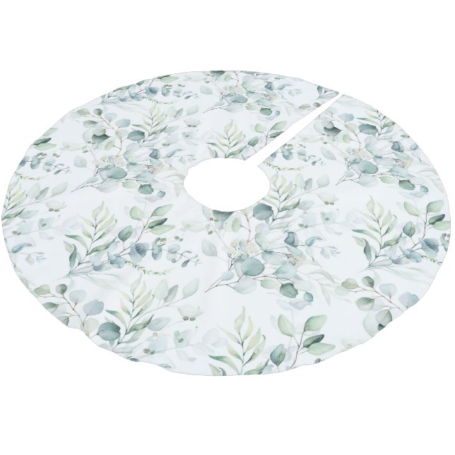 Soft Eucalyptus Pattern Brushed Polyester Tree Skirt (Angled)