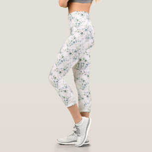 Soft Eucalyptus Pattern Capri Leggings