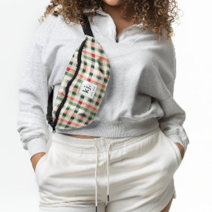 Soft Evergreen Gingham Monogram Bum Bags