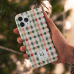 Soft Evergreen Gingham Monogram iPhone 15 Pro Case<br><div class="desc">Add a touch of personalised style to your iPhone 15 Pro with this charming Soft Evergreen Gingham Monogram Case. Featuring a modern plaid design in soft evergreen and festive red hues, this protective case blends timeless elegance with seasonal flair. The customisable monogram option allows you to make it uniquely yours...</div>