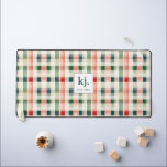 Soft Evergreen Gingham Monogram Desk Mat<br><div class="desc">Add Timeless Charm to Your Workspace with the Soft Evergreen Gingham Monogram Desk Mat Elevate your office or study space with the Soft Evergreen Gingham Monogram Desk Mat, where classic style meets personalised function. Featuring a cosy gingham pattern in warm shades of evergreen, deep blue, and soft red, this desk...</div>