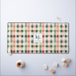 Soft Evergreen Gingham Monogram Desk Mat<br><div class="desc">Add Timeless Charm to Your Workspace with the Soft Evergreen Gingham Monogram Desk Mat Elevate your office or study space with the Soft Evergreen Gingham Monogram Desk Mat, where classic style meets personalised function. Featuring a cosy gingham pattern in warm shades of evergreen, deep blue, and soft red, this desk...</div>