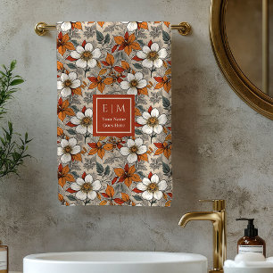 Soft Fall Garden Sage Green Personalized Bath Towe Bath Towel Set