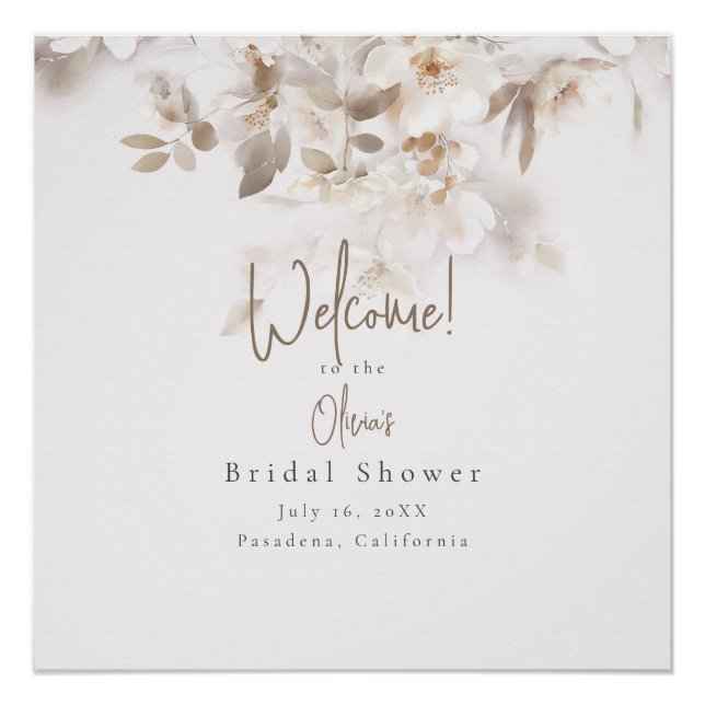 Soft Fall Leaves Bridal Shower Welcome Sign (Front)