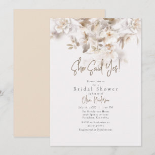 Soft Fall Leaves She Said Yes Bridal Shower Invitation