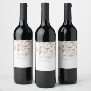 Soft Fall Leaves Wedding Vino Veritas Wine Bottle Label