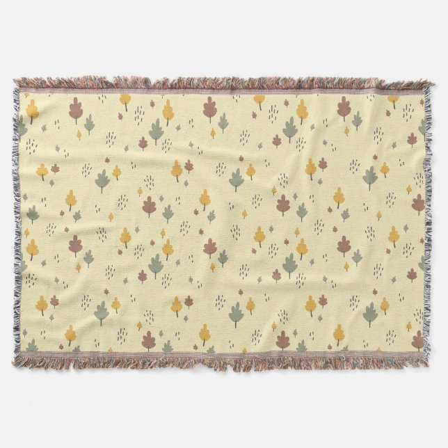 Soft Fall Vibe" Scattered Leaf Throw Blanket (Front)