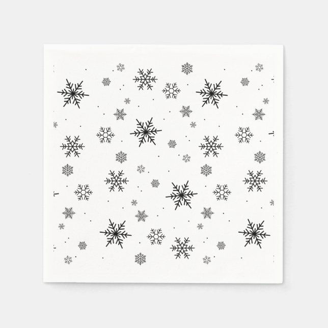 Soft Falling Snowflakes Winter Wedding Napkin (Front)