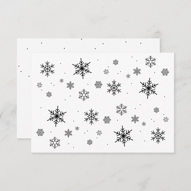 Soft Falling Snowflakes Winter Wedding Thank You Card (Front/Back)
