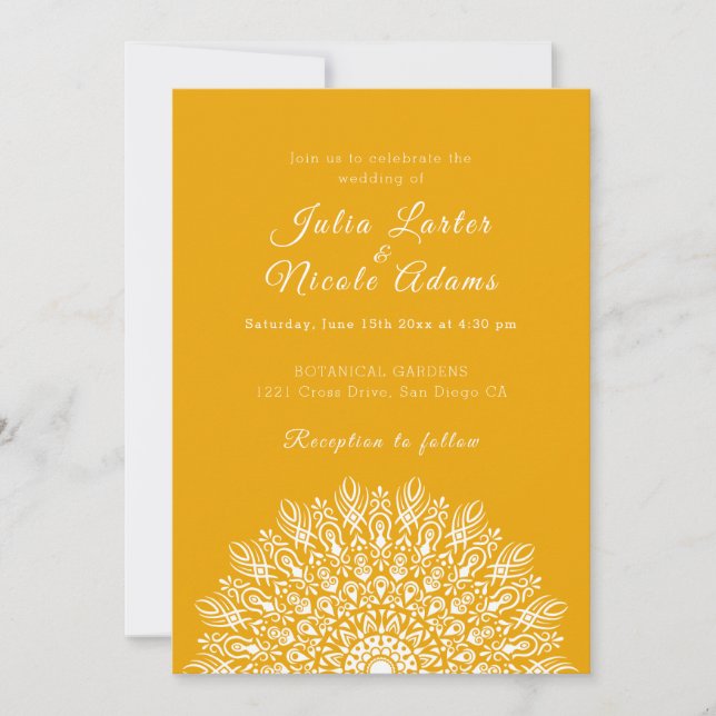 Soft Feather Dry Pampas Grass Mandala Wedding Invitation (Front)