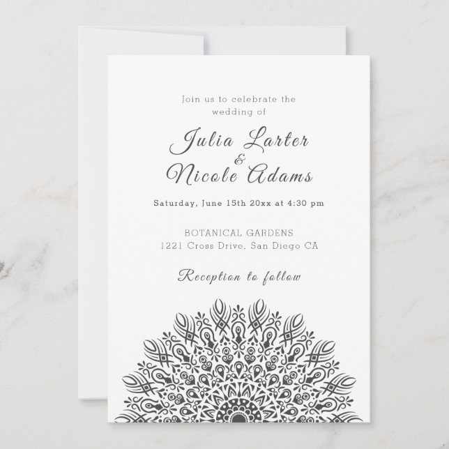 Soft Feather Dry Pampas Grass Mandala Wedding Invitation (Front)