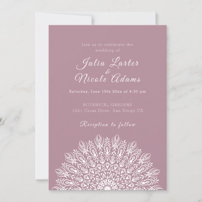 Soft Feather Dry Pampas Grass Mandala Wedding Invitation (Front)