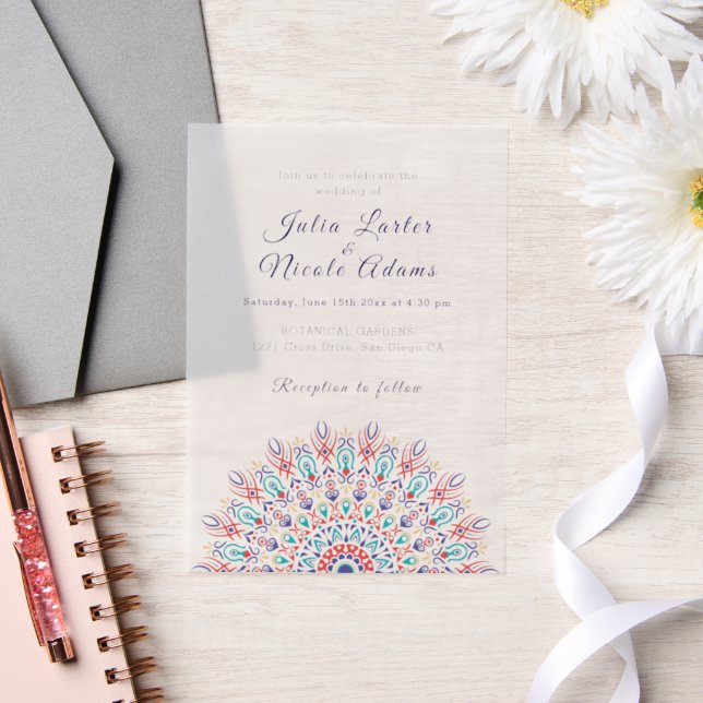 Soft Feather Dry Pampas Grass Mandala Wedding Vellum Invitations (Wedding)