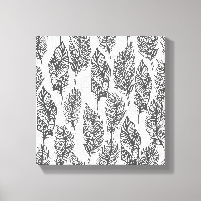 Soft Feathers Doodle 6 Canvas Print (Front)