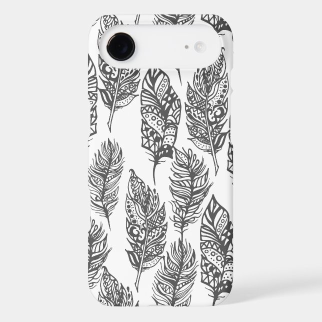 Soft Feathers Doodle Case-Mate iPhone Case (Back)