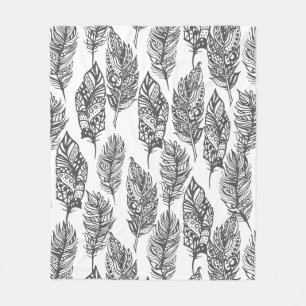 Soft Feathers Doodle Fleece Blanket