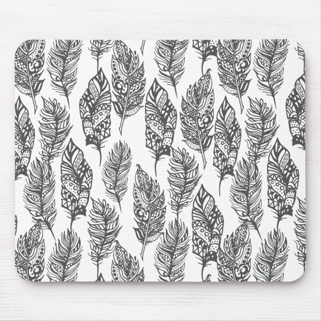 Soft Feathers Doodle Mouse Mat (Front)