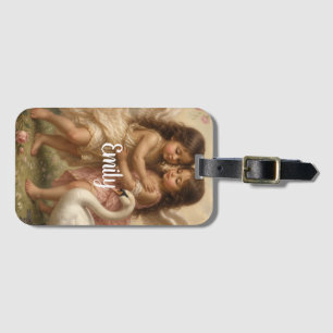 soft feminine angel cherub luggage tag