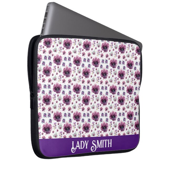 Soft Feminine Lavender Inspired Art Laptop Sleeve (Front Right)