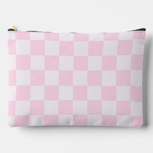 Soft Feminine Pink Chequered Girly Accessory Pouch