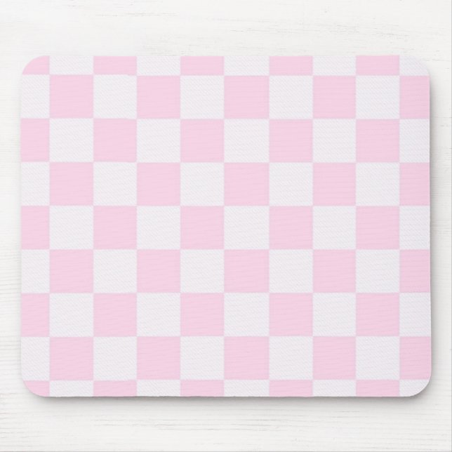 Soft Feminine Pink Chequered Girly Mouse Mat (Front)