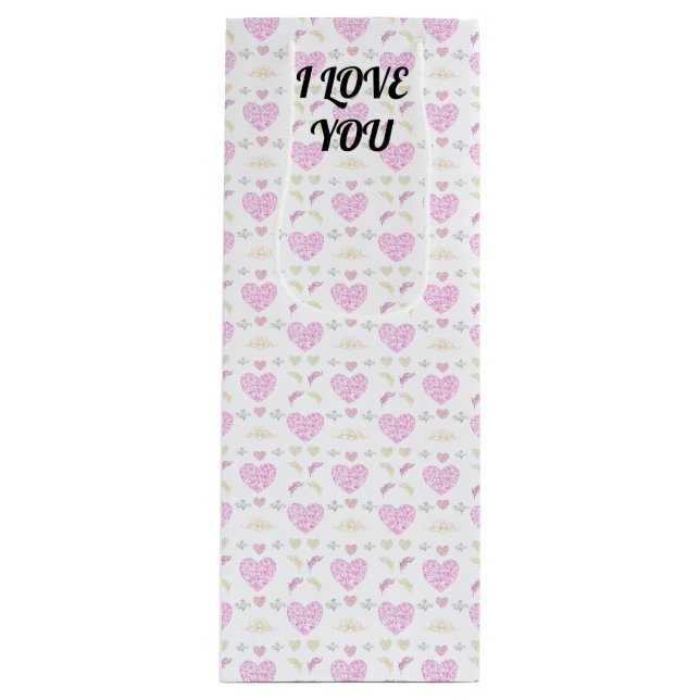 Soft Feminine Repeating Background Wine Gift Bag (Front)