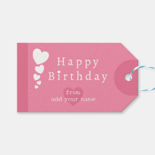 Soft Flamingo Pink Birthday Hearts Gift Tags