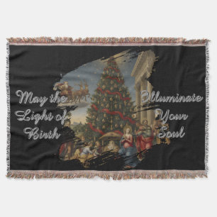 Soft Fleece Nativity Christmas Throw Blanket
