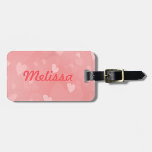 Soft Floating Pink Hearts Custom Luggage Tag