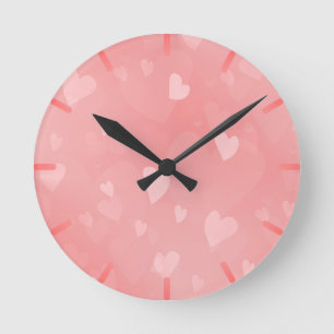 Soft Floating Pink Hearts Custom Round Clock