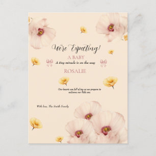 Soft Floral Baby Announcement Postcard