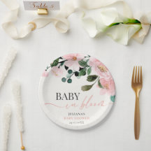 Soft Floral Baby Shower Paper Plate