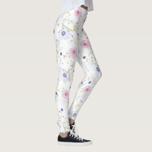 Soft Floral Blooms Custom Fashion Leggings