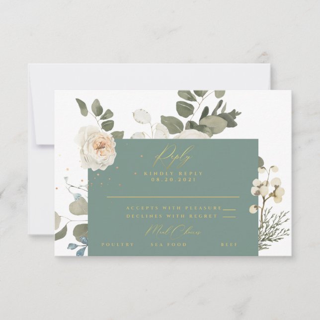Soft Floral Botanical Greenery RSVP Response Card (Front)